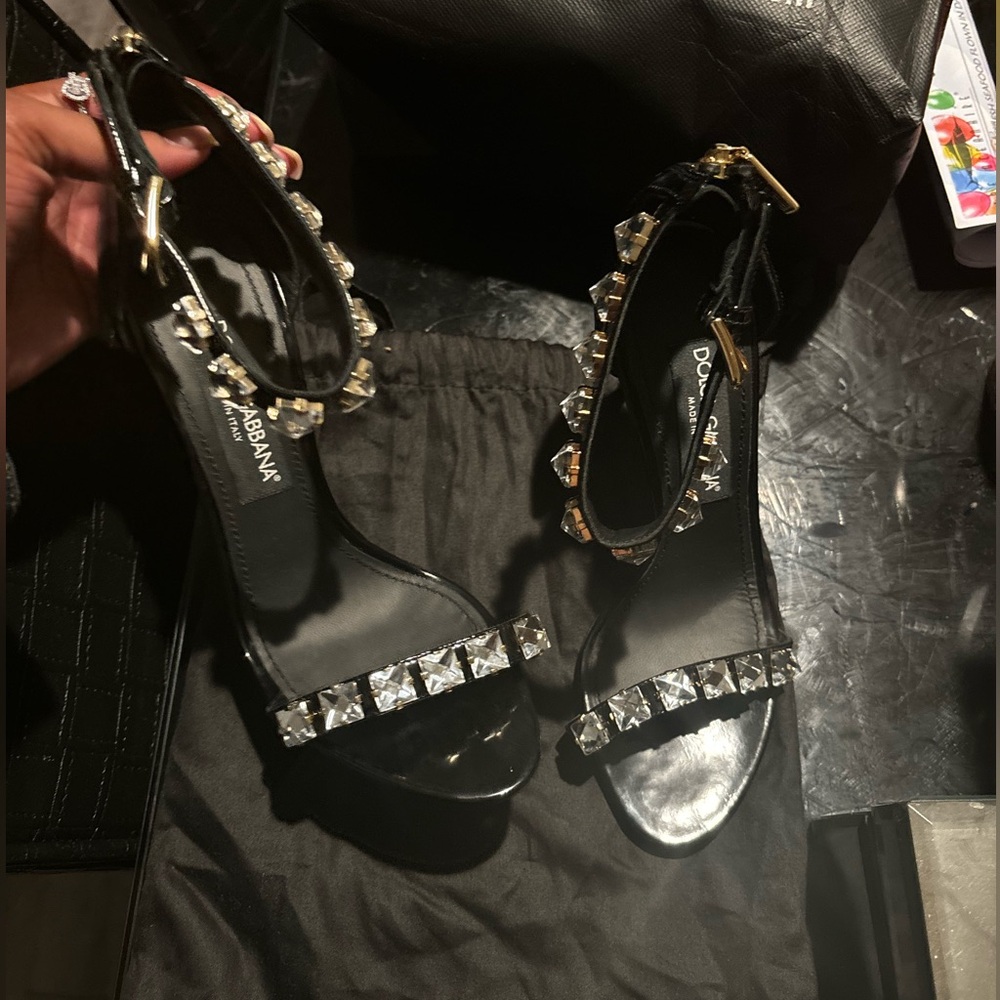 Black Dolce & Gabbana Calfskin Sandal Heels